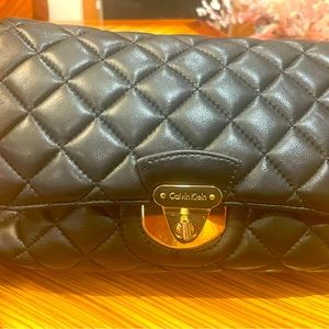 Calvin Klein quilted handbag soft lambskin leather like